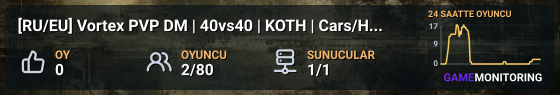 [RU/EU] Vortex PVP DM | 40vs40 | KOTH | Cars/Heli 3PP | 1PP - PVP