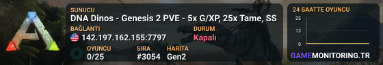 DNA Dinos - Genesis 2 PVE - 5x G/XP, 25x Tame, SS